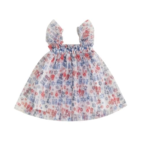 Ginevsal Toddler Butterfly Sleeveless Summer Dress Flowers Tulle
