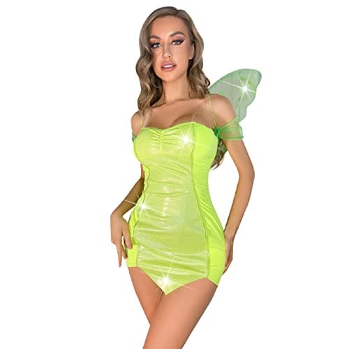 IMEKIS Women's Shiny Rave Outfit Halloween Costume Set