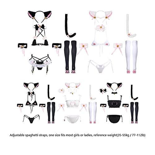 IMEKIS Women's Anime Cat Lingerie Set Cosplay Underwear