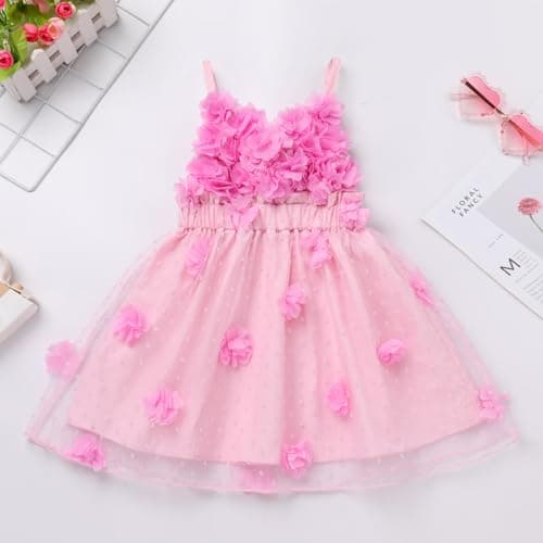 IMEKIS Newborn Baby Girl Flower Backless Tulle Dress for Birthday
