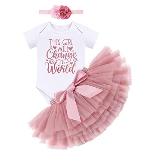IMEKIS Princess Romper Outfit + Tutu + Headband for Newborn Girls