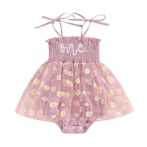 Baby Girl 1st Birthday Butterfly Embroidery Romper