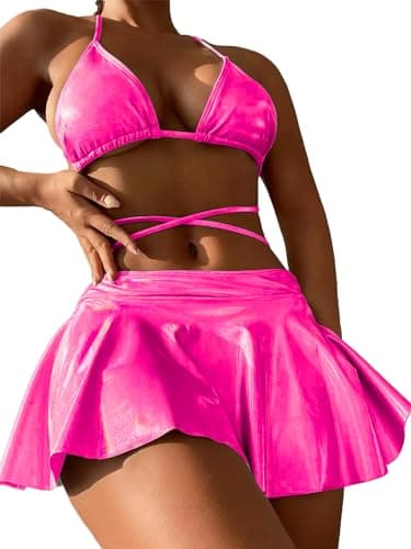 Metallic Bikini Sets for Women - DaiLiWei 3 Piece Triangle Swimsuits