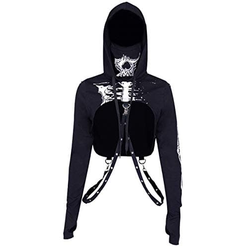 Gothic Punk Hoodies for Women in Crop Tops Style