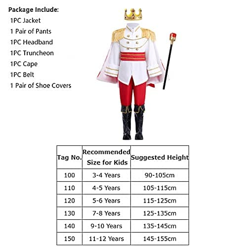 ODIZLI Prince Charming Costume for Kids Boys - Halloween Carnival Dress Up Suit