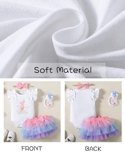 Mioglrie 1st Birthday Girl Outfit Romper Tutu Set 3-18 Months