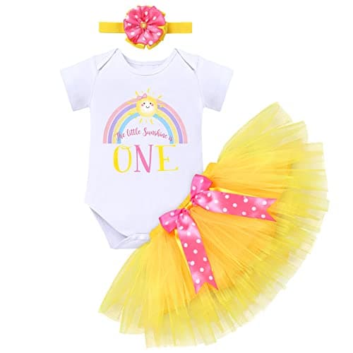 ODASDO Sunnyc Birthday Tutu Outfit for 1Y Old Girls Party Set