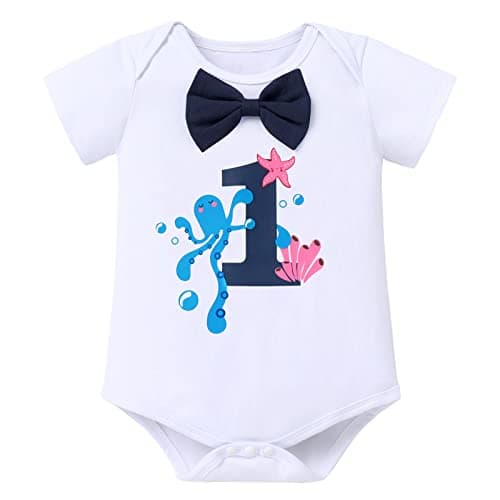 ODASDO Baby Boy Ocean Themes 1st Birthday Smash Cake Romper Set