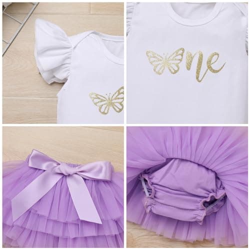 Baby Girl 1st Birthday Outfit Strawberry Butterfly Romper Tutu Headband Cake Smash Shoot