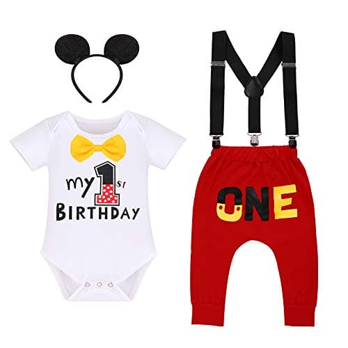 IMEKIS Toddler Boys 2nd Birthday Outfit Bowtie Romper Pants Headband