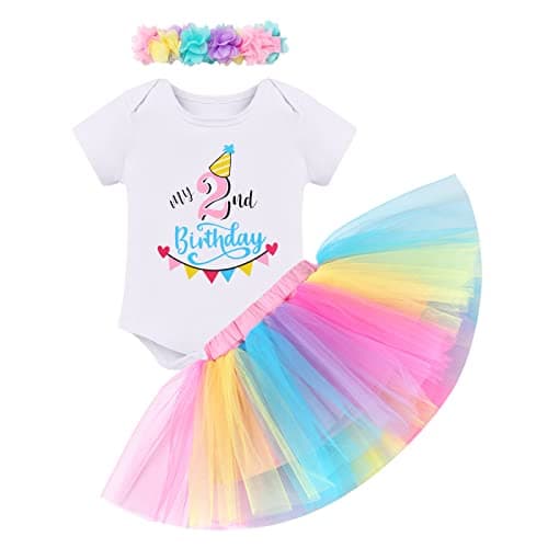 ODASDO Baby Girl 1st/2nd/3rd Birthday Party Cake Smash Tutu Set 3pcs