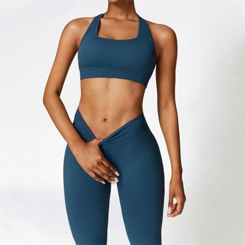 IMEKIS Women Workout Set: Sports Bra and High Waist Leggings Gym Fitness Tracksuit