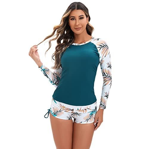 Women's Floral Print Rash Guard Swimwear Set