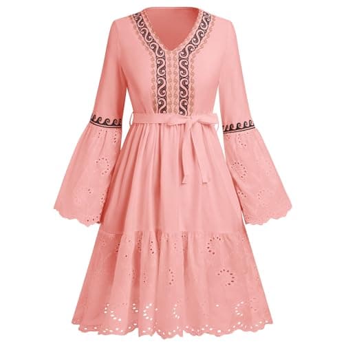 Bohemian Floral Print Peasant Dress for Women