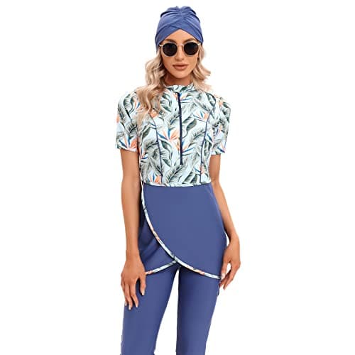 IMEKIS Modest Women's Burkini Swimwear.HashSet Cover Top Capris Set