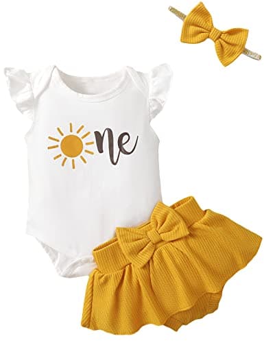 Aslaylme Baby Girl 1st Birthday Sunflower Outfit