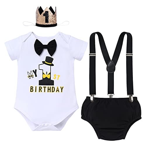 Baby Boy 1st Birthday Cake Smash Outfit 4pcs Set