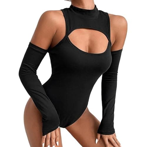 LINNSUJH Gothic Cutout Bodysuit for Women