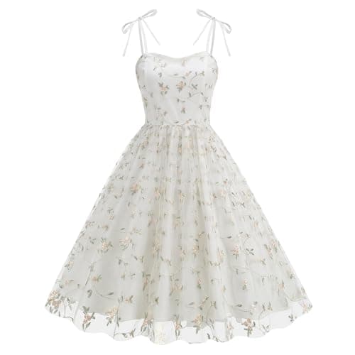 Vintage Embroidered Floral Tulle Prom Dress for Women