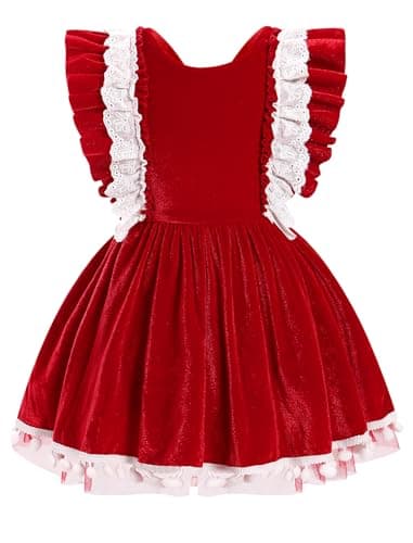 IMEKIS Newborn Baby Girl Velvet Christmas Romper Tulle Dress