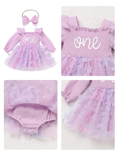 ODASDO Baby Girls First Birthday Outfit Square Neck Ruffle Long Sleeve Tulle Tutu Romper Dress with Bow Headband for Special Occasions
ODASDO Baby Girls First Birthday Outfit Square Neck Ruffle Long Sleeve Tulle Tutu Romper Dress with Bow Headband St