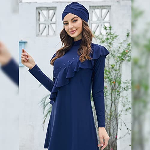 IMEKIS Modest Women's Burkini Swimwear with Ruffle Hijab Top
