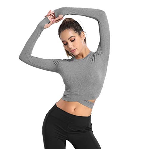 DREAM SLIM Women's Fitted Yoga Crop Tops for Running Gym