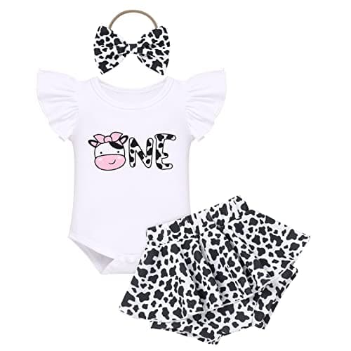FYMNSI Baby Girls Sunflower Peach 1st Birthday Romper + Shorts + Headband for Cake Smash Photo Props