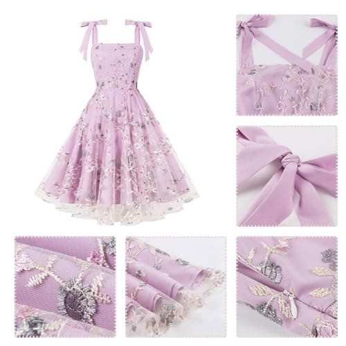 Vintage Embroidered Floral Tulle Prom Dress for Women