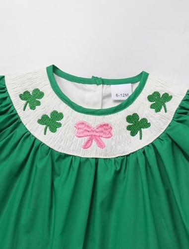 IMEKIS Toddler Girls St. Patrick's Day Smocked Dress for Birthday Party