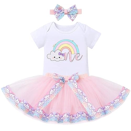 ODASDO Sunnyc Birthday Tutu Outfit for 1Y Old Girls Party Set