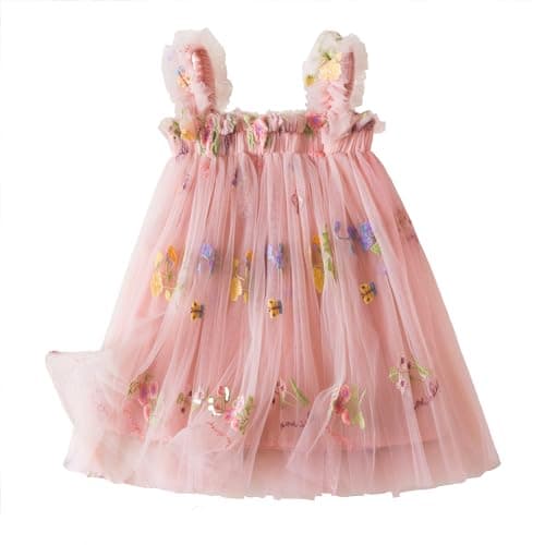 NNJXD Casual Flower Embroidered Tulle Dress for Baby GirlsToddler