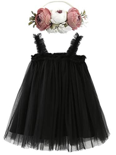 BGFKS Toddler Girl Rainbow Tulle Tutu Dress & Flower Headband Set