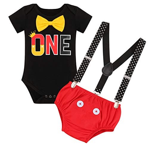 IBTOM CASTLE Baby Boys First Birthday Cake Smash Outfit Gentleman Tuxedo Clothes Set