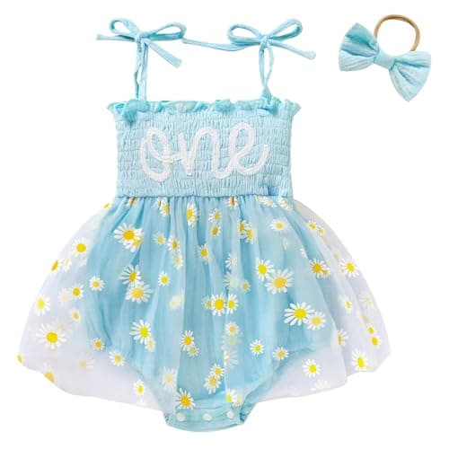 TITKKOP Baby Girl 1st Birthday Tulle Romper Sleeveless Bodysuit