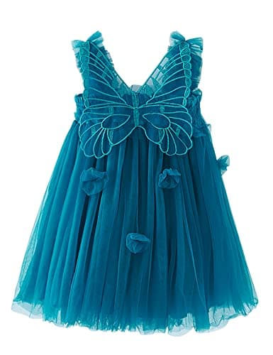 AGQT Baby Girls Butterfly Print Tulle Tutu Sundress 6M-6T