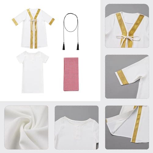 Newborn Baby Boys Islamic Abaya Set with Hijab and Golden Trimming