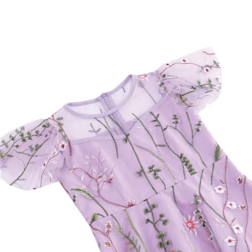 Vintage Floral Embroidered Mesh Dress