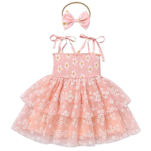 IMEKIS Toddler Girl Boho Birthday Dress & Headband Straw Melon Party Outfit