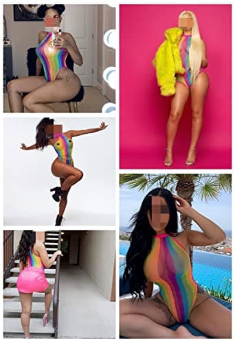 Rainbow Striped Mesh Swimsuit for Women