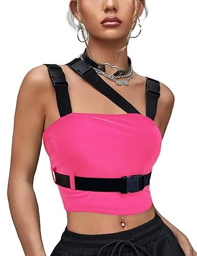 CYCLAMEN Women's Buckle Tube Crop Cami Tops