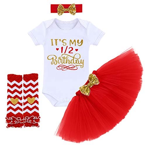 ODASDO 1st / 2nd / Half Birthday Tutu Skirt Smash Cake Set 4pcs Party Clothes