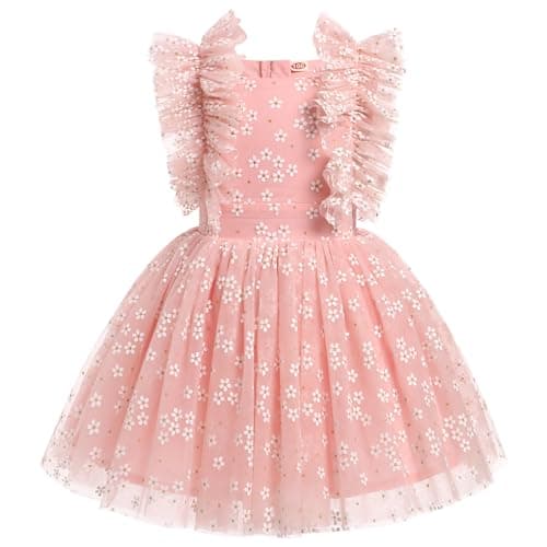 IBTOM CASTLE Girls' Butterfly Daisy Polka Dots Tulle Birthday Dress