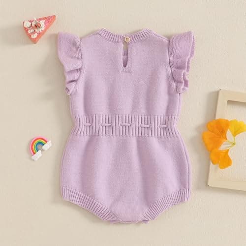 SYOKUP First Birthday Girl Floral Embroidered Drawstring Romper