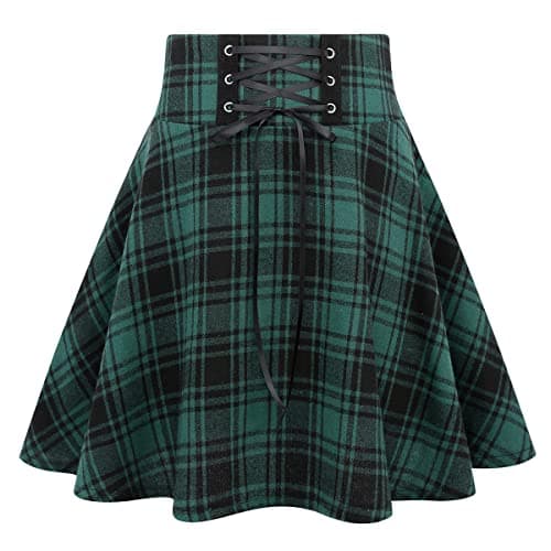 IDEALSANXUN Women's High Waist Gothic Plaid Mini Skirts