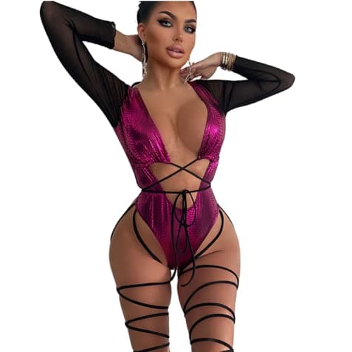 ZGMYC Women's Rave Snakeskin Buckle Sheer Swimsuit