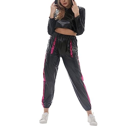 Shiny Metallic Hoodies for Women: Stretchy Holographic Sweatshirts