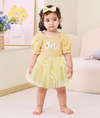 Grehava Baby Girl 1st Birthday Tulle Romper 0-18 Months Short Sleeves