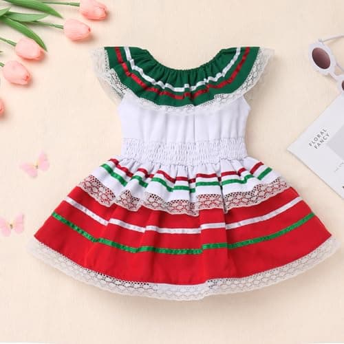 Baby Girl Mexican Fiesta Romper Dress with Flower Headband