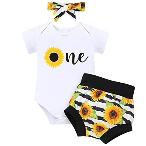 Summer Baby Girls Sunflower Mouse Outfit Set